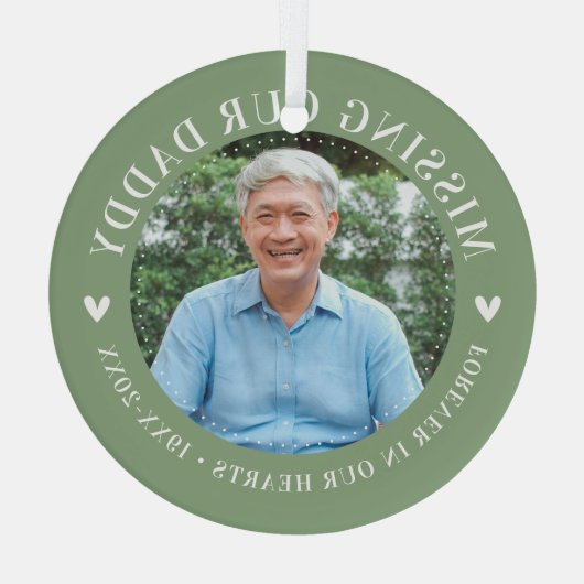 Trendy foto gepersonaliseerd herdenkingsverlies glas ornament (Achterkant)