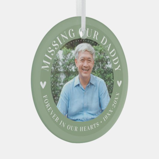 Trendy foto gepersonaliseerd herdenkingsverlies glas ornament (Voorkant Rechts)