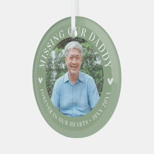 Trendy foto gepersonaliseerd herdenkingsverlies glas ornament (Voorkant links)