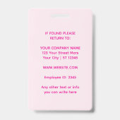 Trendy Foto Hot Pink Glam Design Badge (Achterkant)