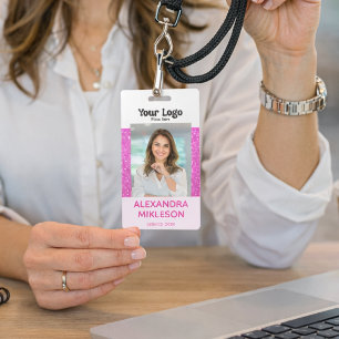 Trendy Foto Hot Pink Glam Design Badge