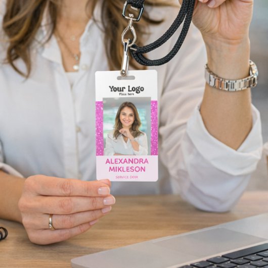 Trendy Foto Hot Pink Glam Design Badge