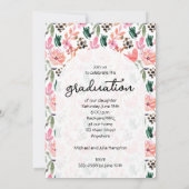 Trendy Foto op Bloemen Afstuderen Party Uitnodigin Kaart (Achterkant)