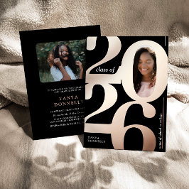 Trendy foto-verjaardagsfeest roze goud folie uitnodiging