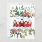 Trendy Foto Wintergroen met rode bloem Feestdagenkaart (Voorkant)