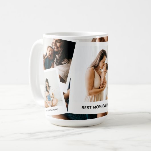 Trendy Fotocollage 'Beste Moeder Ooit' Koffiemok (Voorkant links)
