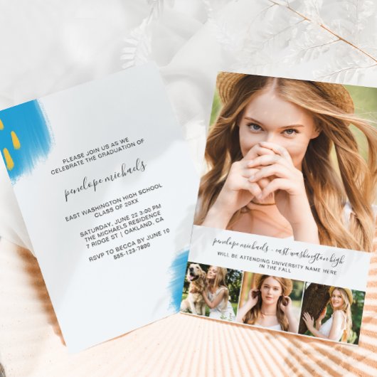 Trendy Fotocollage en Splashes Graduation Party Kaart