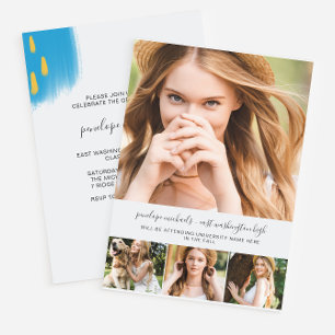 Trendy Fotocollage en Splashes Graduation Party Kaart