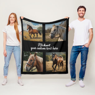 Trendy Fotocollage Gepersonaliseerde Paardenliefhe Fleece Deken