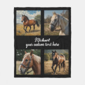 Trendy Fotocollage Gepersonaliseerde Paardenliefhe Fleece Deken (Voorkant)