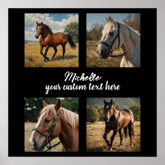 Trendy Fotocollage Gepersonaliseerde Paardenliefhe Poster (Voorkant)