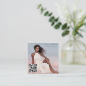 Trendy Fotograaf QR Code Social Media Icons Vierkante Visitekaartje (Staand voorkant)