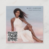Trendy Fotograaf QR Code Social Media Icons Vierkante Visitekaartje (Voorkant)