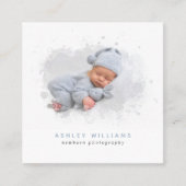 Trendy fotomasker pasgeboren fotograaf vierkante visitekaartje (Voorkant)