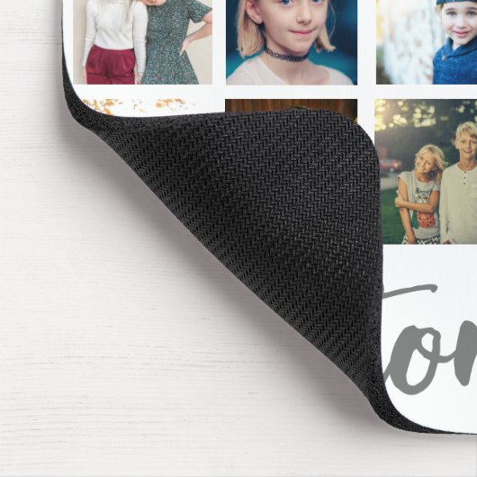 Trendy fotorooster collage aangepaste tekst muismat (Hoek)