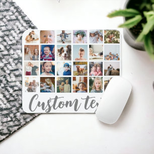 Trendy fotorooster collage aangepaste tekst muismat