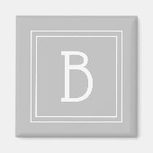 Trendy Framed Monogram Light Grey & White Initiaal Magneet (Voorkant)