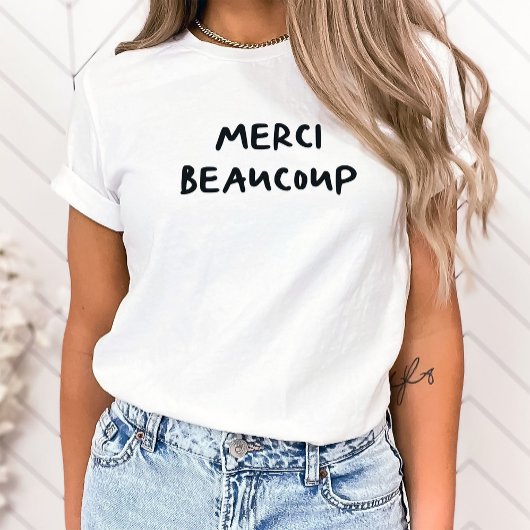 Trendy Franse handgeschreven tekst | Merci Beaucou T-shirt