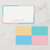 Trendy Freehand Script Blue Green Pink Yellow Notitiekaartje (Voorkant / Achterkant)