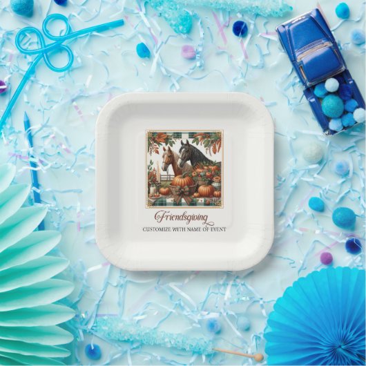 Trendy Friendsgiving Horse Papieren Bordje (Feest)