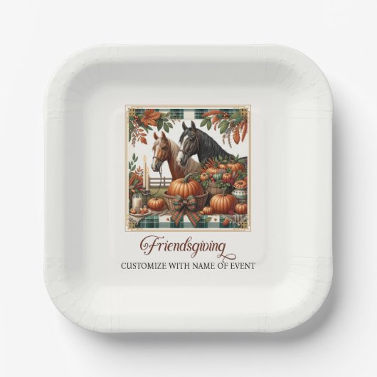 Trendy Friendsgiving Horse Papieren Bordje (Voorkant)
