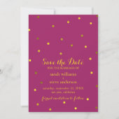 Trendy Fuchsia Faux Gold Foil Stippen Save the Dat Save The Date (Voorkant)