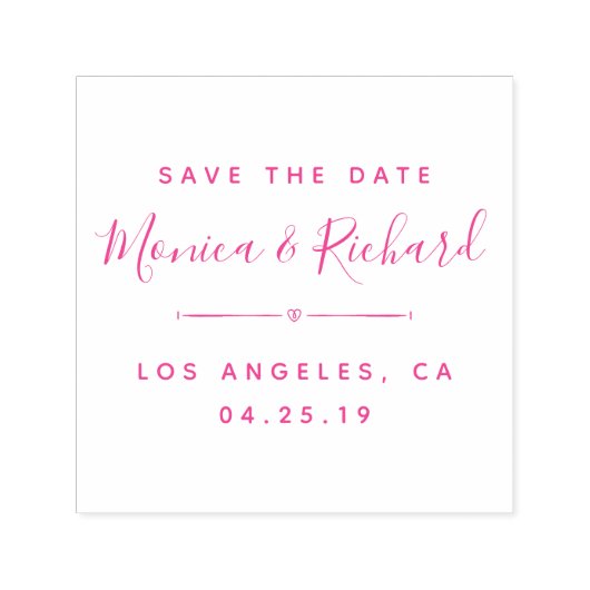 Trendy Fuchsia Wedding Calligraphy Save the Date Zelfinktende Stempel (Design)