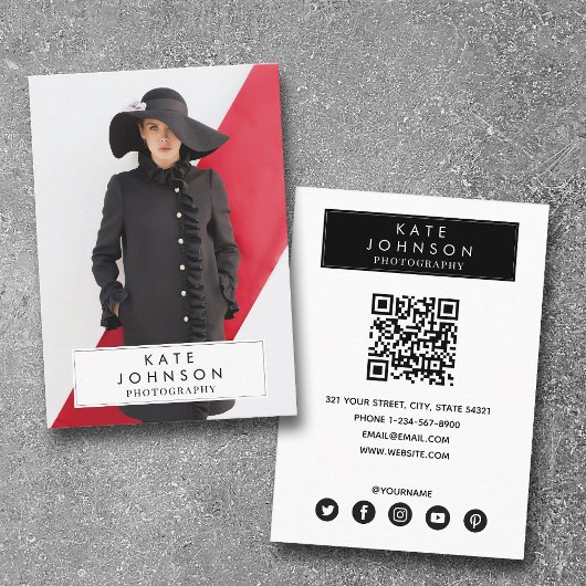 Trendy Full Photo Mode Fotograaf QR Code Visitekaartje