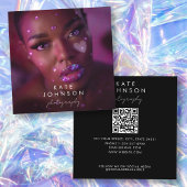 Trendy Full Photo QR Code Script kalligrafie Vierkante Visitekaartje