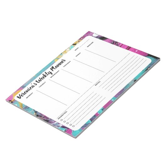 Trendy Fun Abstract weekly om lijstblocnote te doe Notitieblok (Schuin)