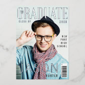 Trendy Fun Afstuderen het Hoesje van het Tijdschri Folie Uitnodiging (Voorkant)