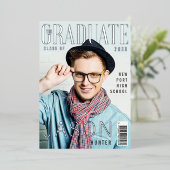 Trendy Fun Afstuderen het Hoesje van het Tijdschri Folie Uitnodiging (Staand Voorkant)