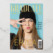 Trendy Fun Afstuderen het Hoesje van het Tijdschri Folie Uitnodiging (Voorkant)