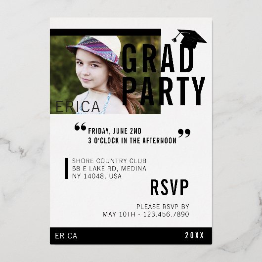 Trendy Fun Afstuderen het Hoesje van het Tijdschri Folie Uitnodiging (Achterkant)