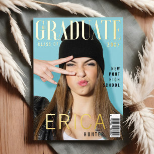 Trendy Fun Afstuderen het Hoesje van het Tijdschri Folie Uitnodiging