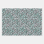 Trendy Fun Aqua Grijs Zwart Safari Dierenprint Inpakpapier Vel (Voorkant 2)
