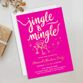 Trendy Fun Fuchsia Kerstfeest Cocktail Script Folie Uitnodiging