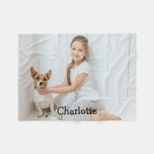 Trendy Fun Moderne Foto Persoonlijk Monogram Fleece Deken
