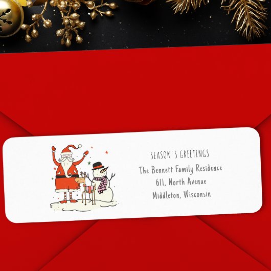 Trendy Fun Santa Snowman Rendier Christmas Hygge Etiket