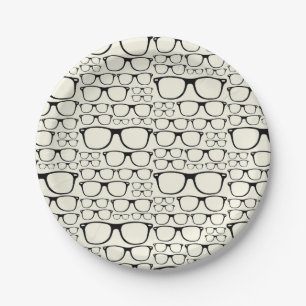 Trendy Funky Nerd Nerdy Geek Retro Glasses Papieren Bordje