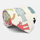 Trendy Funky Nerd Nerdy Geek Retro Robots Stropdas (Opgerold)