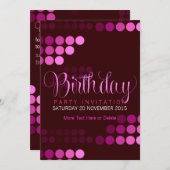 Trendy Funky Pink Party Birthday Invitation (5x7) Kaart (Voorkant / Achterkant)