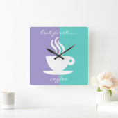 Trendy Funny Coffee Theme Kitchen Clocks Vierkante Klok (Huis)