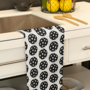 Trendy Funny Pickleball Zwart en Wit Theedoek