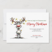 Trendy Funny Reindeer Holiday Greeting Design Feestdagenkaart (Voorkant)