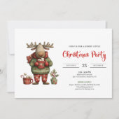 Trendy Funny Reindeer red green festive invite Kaart (Voorkant)