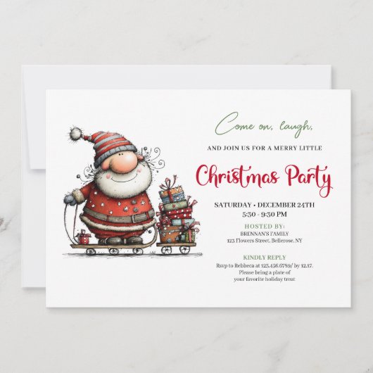 Trendy Funny Santa Minimalist Christmas Party  Kaart (Voorkant)