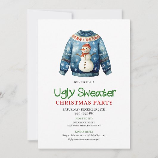 Trendy Funny Ugly Sweater Holiday Invitation Kaart (Voorkant)
