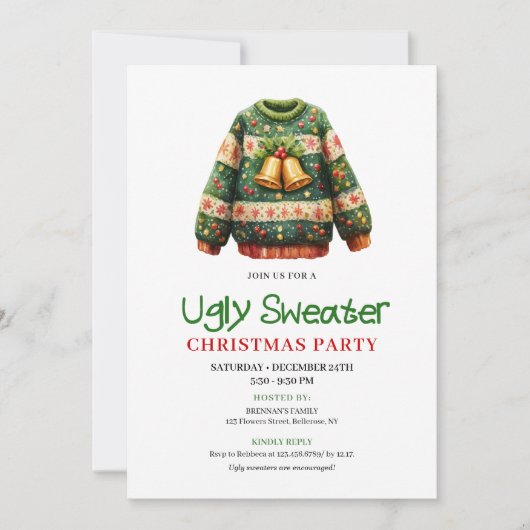 Trendy funny ugly sweater party invitation kaart (Voorkant)