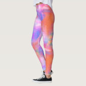 Trendy Galaxy Roze Sinaasappel Paarse Tie Dye Patt Leggings (Links)